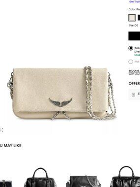 Zadig & Voltaire Rock Leather Shoulder Bag - Color Flash(Cream/Ivory)